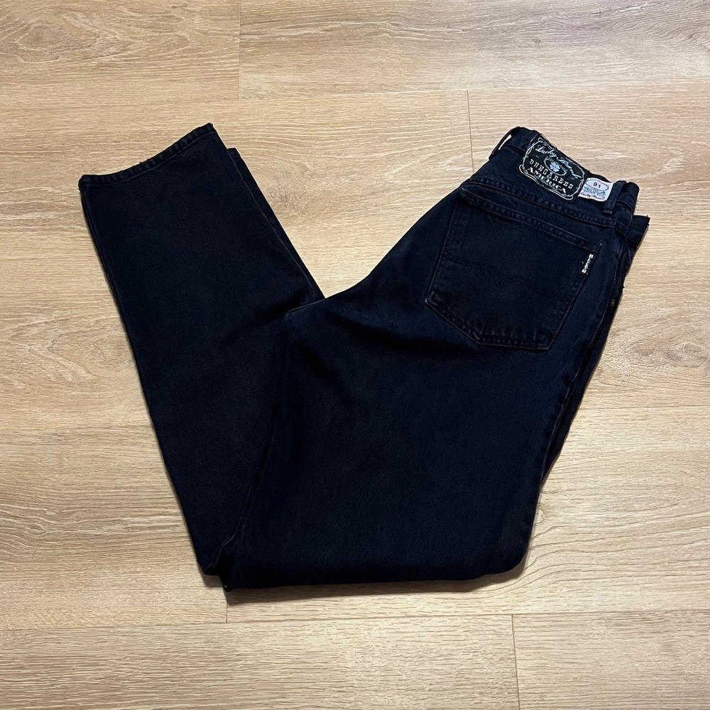Vintage 1990's Lucky Brand Dungarees America Relaxed Fit Black Jeans Mens 31 USA